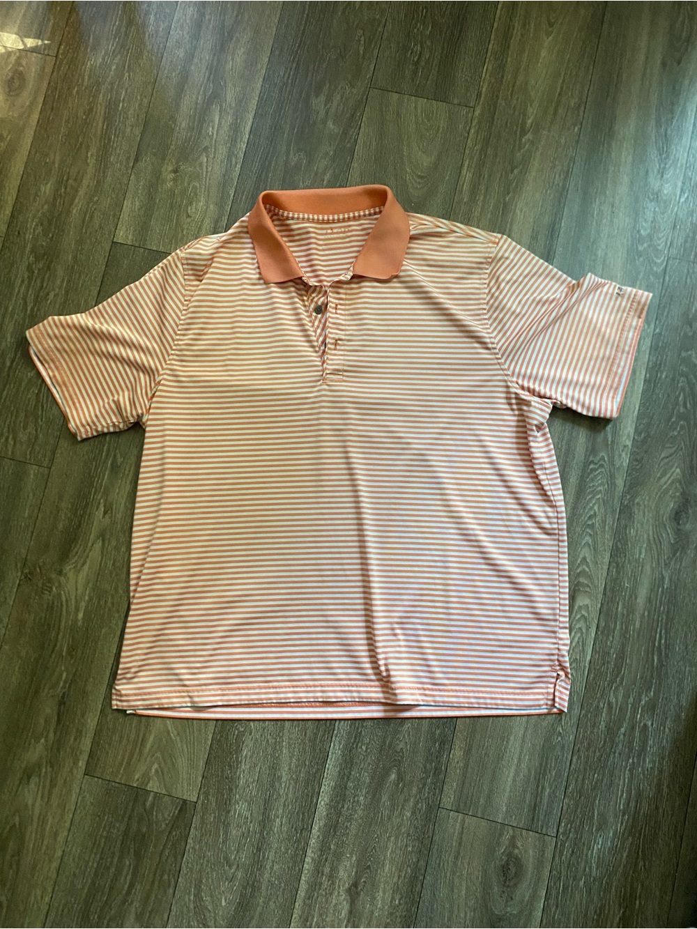 Men's Striped Polo Shirt - Peach/White